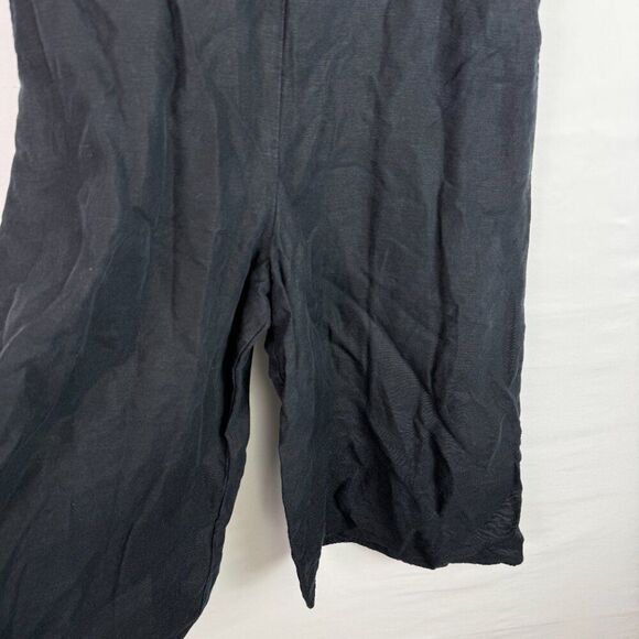 Club Monaco Linen Blend V Neck Wide Leg Sleeveless Jumpsuit Black 2 - Picture 7 of 9